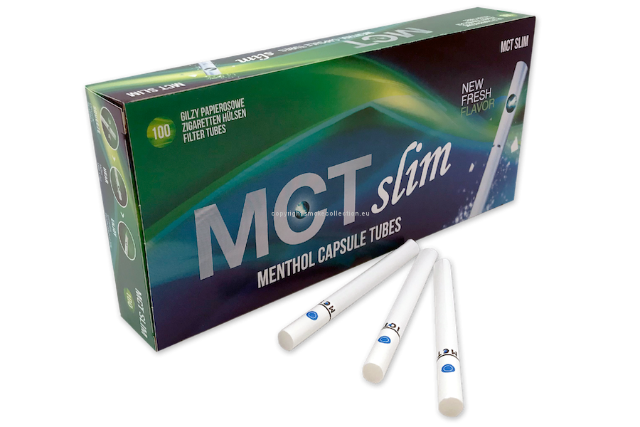 MCT slim menthol tubes, 6,8 mm diameter, 100 cigarette tubes per